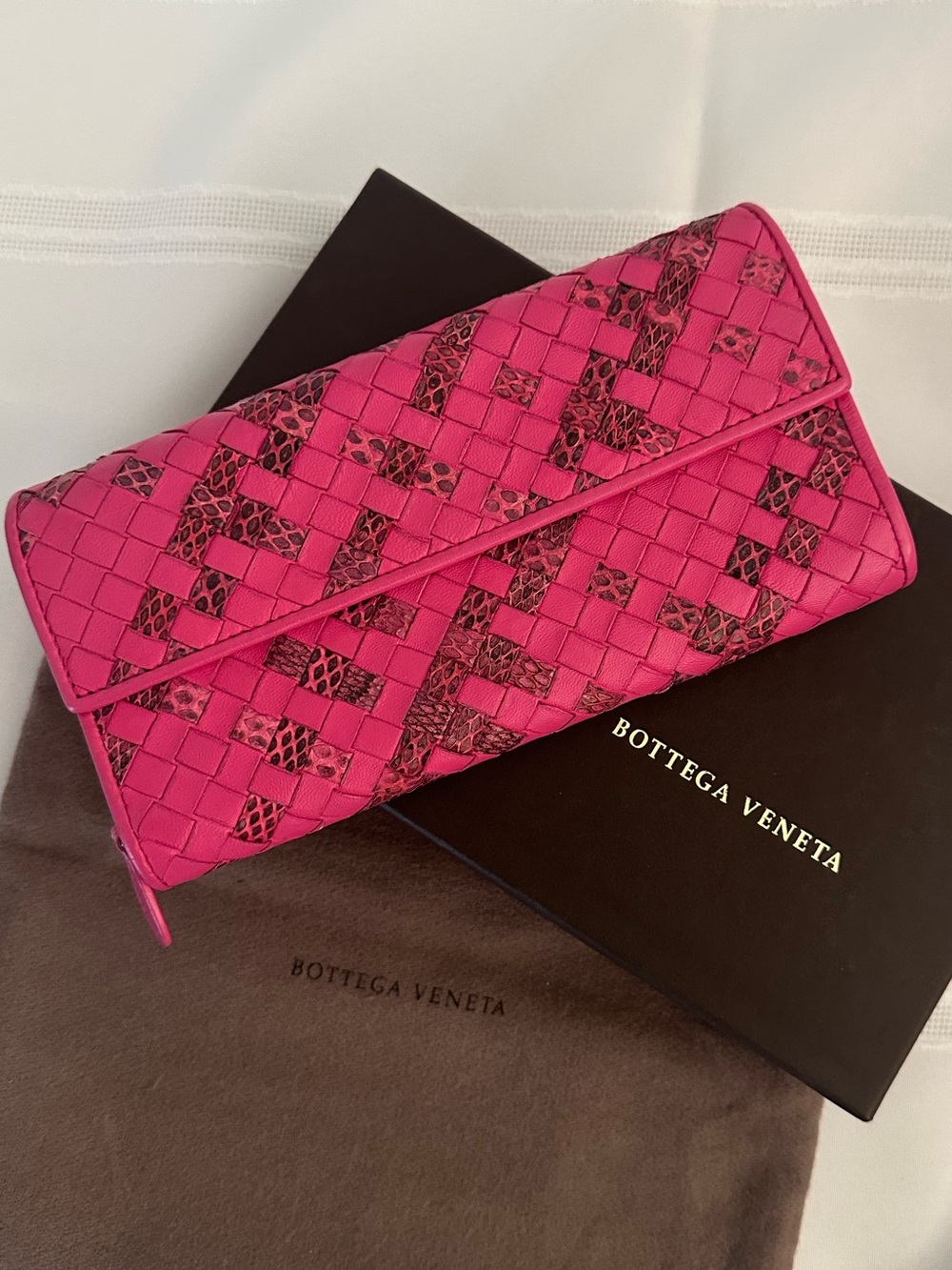 Bottega Veneta Intrecciato Leather Python Wallet